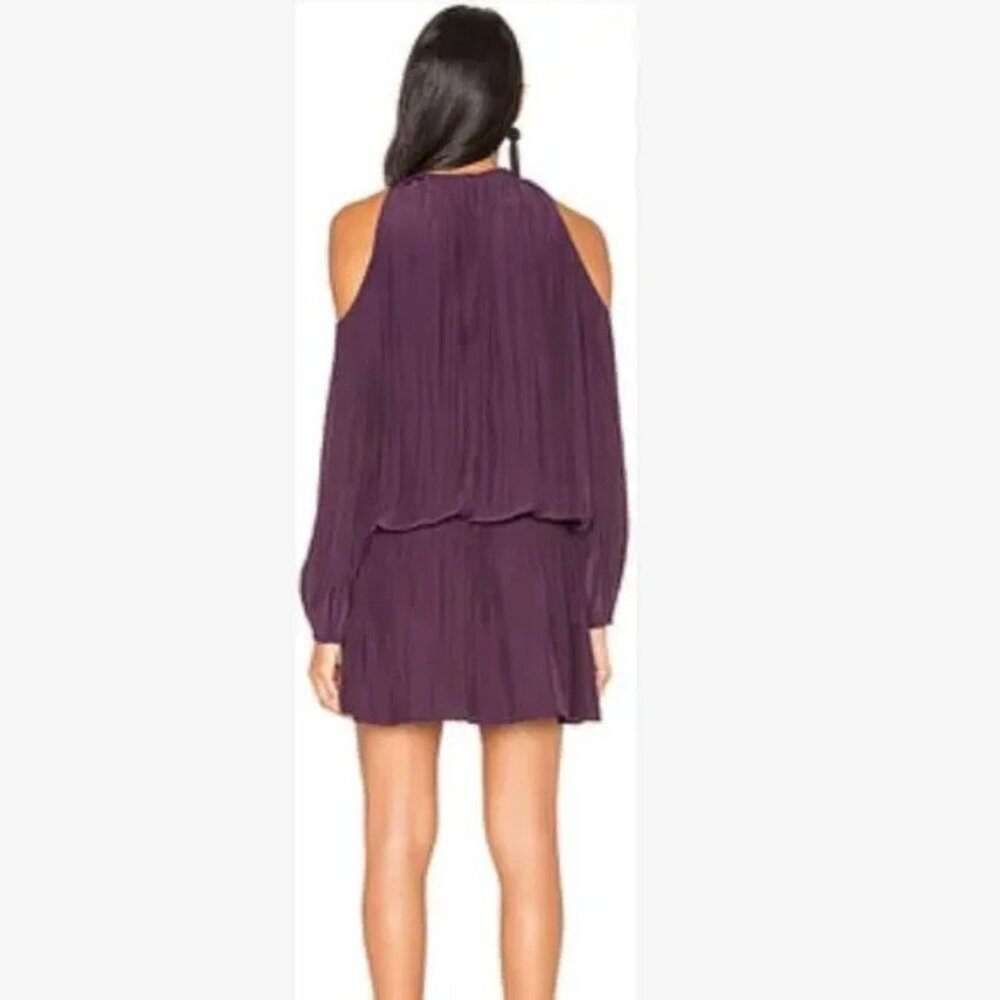 Ramy Brook Lauren Cold Shoulder Smocked Mini Dress in Merlot Size Small NWT - Picture 3 of 6